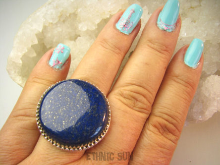 bpe9189 Piękny Okaz 21 g ! Regulowany Pierścień Pierścionek królewski Lapis Lazuli - strażnik prawdy i mądrości r.18, r.19, r.20 Srebro 925 #