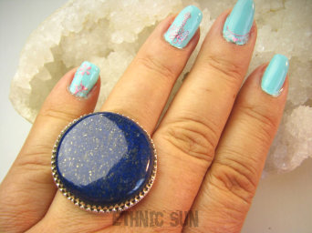 bpe9189 Piękny Okaz 21 g ! Regulowany Pierścień Pierścionek królewski Lapis Lazuli - strażnik prawdy i mądrości r.18, r.19, r.20 Srebro 925 #