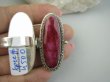 bpee4500 Ależ GIGANT 31 g Namiętny RUBIN Indyjski ! Piękny sekretnik na Zdjęcia ! Duży, Długi 4,7 cm !!!  Otwierany Pierścień na Zdjęcia lub Marzenia r.21/ r.22 Srebro 925 # - 8