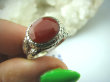 bpee3437 Cudowny Klejnot Pierścień Szlifowany Czerwony Onyks - regeneruje SERCE, EGZEMY, PAMIĘĆ r.18/ r.19 Srebro 925 # - 7