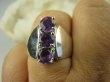 bpee3545 LŚNIĄCA HRABINA !!! Błyszczący Elegancki Pierścień Ametyst - kamień mądrości r.23/ r.24 szeroka obrączka SREBRO 925 # - 9