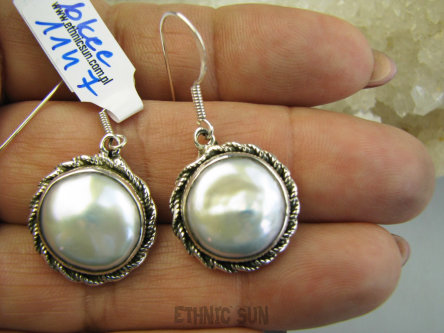 bkee1147 Przepiękne Kolczyki z DUŻYMI Perłami Duża Hodowlana Perła Biwa Perły - osteoporoza Srebro 925