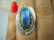 bpe6116 Czarodziejsko Piękny Orientalny Pierścień Niebieski, Granatowy Labradoryt Spektrolit - kamień Zorzy Polarnej r.16 Srebro 925 # - 5