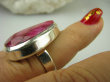 bpee3483 Duża RUBINOWA KROPLA  masywny 14 g !!! Pierścień Rubin Indyjski Rubiny r.13/r.14 Srebro 925 # - 3