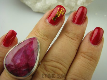 bpee3483 Duża RUBINOWA KROPLA  masywny 14 g !!! Pierścień Rubin Indyjski Rubiny r.13/r.14 Srebro 925 #