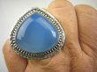 bpe7182 DUŻY Okaz Błękitne Cacko Niebieski WSPANIAŁY Pierścień CHALCEDON (TARCZYCA) r.19 egzotycznie zdobione Srebro 925 # - 6