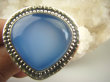 bpe7182 DUŻY Okaz Błękitne Cacko Niebieski WSPANIAŁY Pierścień CHALCEDON (TARCZYCA) r.19 egzotycznie zdobione Srebro 925 # - 8