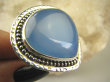 bpe7182 DUŻY Okaz Błękitne Cacko Niebieski WSPANIAŁY Pierścień CHALCEDON (TARCZYCA) r.19 egzotycznie zdobione Srebro 925 # - 9