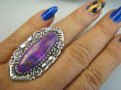 bpe9664 Długi 4.7cm Fioletowy UNIKAT w orientalnej szerokiej oprawie !!!! Pierścień Pierścionek TURKUS MIEDZIANY MIEDZIOWY r.20 Srebro 925 # - 3