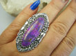 bpe9664 Długi 4.7cm Fioletowy UNIKAT w orientalnej szerokiej oprawie !!!! Pierścień Pierścionek TURKUS MIEDZIANY MIEDZIOWY r.20 Srebro 925 # - 5