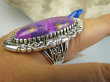 bpe9664 Długi 4.7cm Fioletowy UNIKAT w orientalnej szerokiej oprawie !!!! Pierścień Pierścionek TURKUS MIEDZIANY MIEDZIOWY r.20 Srebro 925 # - 6