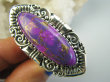 bpe9664 Długi 4.7cm Fioletowy UNIKAT w orientalnej szerokiej oprawie !!!! Pierścień Pierścionek TURKUS MIEDZIANY MIEDZIOWY r.20 Srebro 925 # - 7