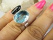 bpee4701 BŁĘKITNE CUDEŃKO  !!! Lśniący Klejnot Klasyczny Pierścień Pierścionek Laboratoryjny BLUE TOPAZ - kamień młodości r.12 Srebro 925 # - 4