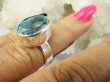 bpee4701 BŁĘKITNE CUDEŃKO  !!! Lśniący Klejnot Klasyczny Pierścień Pierścionek Laboratoryjny BLUE TOPAZ - kamień młodości r.12 Srebro 925 # - 5