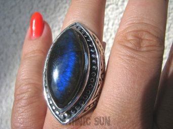 bpe4313 Masywny GIGANT 23 GRAMY !!  Niezwykły OKAZ Pierścień Labradoryt Spektrolit kamień Zorzy Polarnej r.21 Srebro 925 #