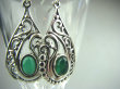bke766 Orientalne Skarby !!! Ażurowe Lekkie Kolczyki zielony Onyks (regeneruje SERCE, EGZEMY, PAMIĘĆ) w orientalnej oprawie Srebro 925 - 2