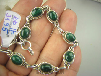 bb3195 Delikatna Ślicznotka ORIENTALNA Bransoleta zielony MALACHIT - pobudza kreatywność Srebro 925 #
