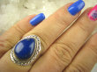 bpe6938 Egipska Piękność Delikatny Pierścień Królewski Lapis Lazuli r.16/ r.17 Srebro 925 # - 2