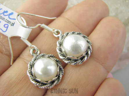 bkee1119 Śliczne Delikatne lekkie Kolczyki biała Perła Perły Hodowlane - osteoporoza Srebro 925