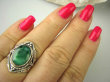 bpee3685 SZMARAGDOWY KLEJNOT !!!! Delikatny Pierścień Szmaragd Indyjski Szmaragdy r.19 Srebro 925 - 2