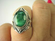 bpee3685 SZMARAGDOWY KLEJNOT !!!! Delikatny Pierścień Szmaragd Indyjski Szmaragdy r.19 Srebro 925 - 4