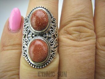 bpe5243 Egzotyczny Pierścień Piasek Pustyni r.12/ r.13 Mały Rozmiar szeroka zdobiona obrączka Srebro 925 #