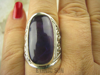 bpe6486 Duży ażurowy Pierścień 3 cm naturalny Ametyst - kamień mądrości  r.20 Srebro 925 #