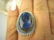 bpe8246 Czarodziejsko Piękny Orientalny Pierścień Granatowy Labradoryt Spektrolit - kamień Zorzy Polarnej r.18/ r.19 Srebro 925 # - 5