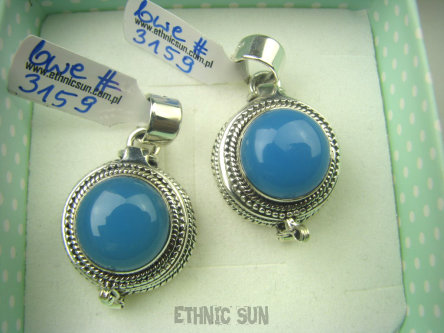 bwe3159 SŁODKI I PIĘKNY Delikatny SEKRETNIK na Zdjęcia lub Marzenia OTWIERANY Wisior Chalcedon Tarczyca ( czakra gardła ) Srebro 925 #