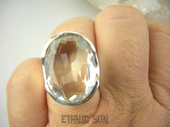 bpee3992 MASYWNY OKAZ 16G !! Nowa kolekcja Pierścień naturalny Kryształ Górski naturalny odpromiennik Gruba oprawa r.17/ r.18 Srebro 925 #