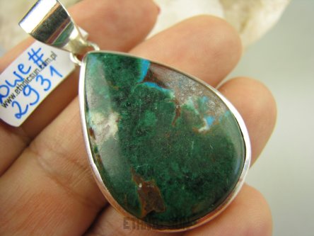 bwe2931 CUD NATURY !!!!  RZADKOŚĆ DUŻY 18 G g ! WISIOR naturalna CHRYZOKOLA I AZURYT Srebro 925 #