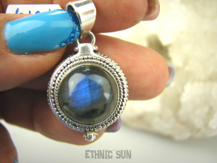 bwe3346 Delikatny Sekretnik OTWIERANY Wisior na zdjęcia lub marzenia Labradoryt Spektrolit Kamień Zorzy Polarnej Srebro 925 #