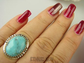 bpe8552 Niezwykły OKAZ Pierścień naturalny TURKUS ARIZONA Turkusy r.17 egzotyczne Srebro 925 #