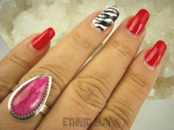 bpe7996 Rubinowa Kropla !!! Orientalny Delikatny Pierścień Rubin Indyjski Rubiny r.19 Srebro 925 #