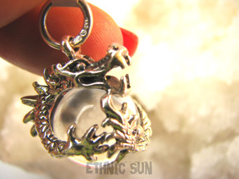 bwe3674 Smoczysko 16g ! Podwójna ochrona SMOK = strażnik pilnujący KRYSZTAŁU (odpromiennika) Mocny AMULET na POMYŚLNOŚĆ I SIŁĘ  dla Mężczyzn i kobiet SMOK Wisior Kryształ Górski SREBRO 925 #