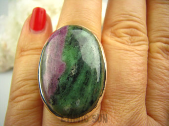 bpe2438 Klasyczny DUŻY 3,5cm/ 2,5 cm 20 gramów Pierścień ZOISYT z Rubinem Rubin r.17 Lśniące Srebro 925  #