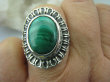 bpe5722 Piękny Pierścień z Malachitem zielony MALACHIT - pobudza kreatywność r.19/ r.20 Srebro 925 # - 5