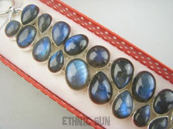 bb3895 XXXL KRÓLOWA NOCY !!!! Maxymalnie lśniąca DWURZĘDOWA Ogromna szeroka 56 gramów!!! WSPANIAŁA Bransoleta z Labradorytami Labradoryt Spektrolit Srebro 925 #