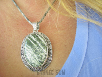 bwe3778 ZIELONA ZEBRA !!!! Zabójczo Piękny Duży 20 gramów !!! Wisior Zawieszka JASPIS Zebra  wzmacnia związki Srebro 925 #