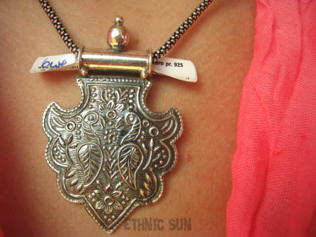 bwe2820 BIŻUTERIA ORIENTALNA Woow  CUDOWNY SKARB AMULET ! Rękodzieło Duży Wisior KRÓLEWSKIE PAWIE , KWIAT LOTOSU Srebro 925 #