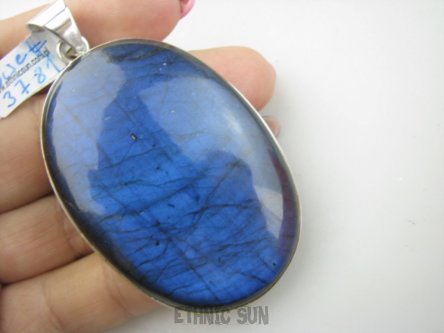 bwe3781 Wybitny Okaz WIELKI 7,2 cm/ 4 cm GRANATOWY CZARODZIEJ Masywny Gigant KOLEKCJONERSKI AŻ 46 g ! Wisior Zawieszka LABRADORYT Spektrolit SREBRO 925 #