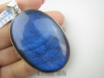 bwe3781 Wybitny Okaz WIELKI 7,2 cm/ 4 cm GRANATOWY CZARODZIEJ Masywny Gigant KOLEKCJONERSKI AŻ 46 g ! Wisior Zawieszka LABRADORYT Spektrolit SREBRO 925 #