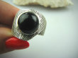 bpe6845 Tak inny śliczny wzór -  Cudny Pierścień czarny Onyks - regeneruje SERCE, EGZEMY, PAMIĘĆ r.15  Srebro 925 # - 2