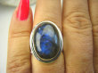 bpe8180 Klasyczny OKAZ Pierścień Granatowy Labradoryt Spektrolit - kamień odwagi r.15/r.16 Lśniące Srebro 925 # - 3
