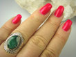 bpee3686 SZMARAGDOWY KLEJNOT !!!! Delikatny Pierścień Szmaragd Indyjski Szmaragdy r.19 Srebro 925 # - 2