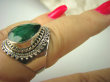 bpee3686 SZMARAGDOWY KLEJNOT !!!! Delikatny Pierścień Szmaragd Indyjski Szmaragdy r.19 Srebro 925 # - 5