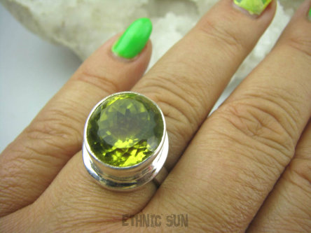 bpee3277 ŻÓŁCIUTKI LŚNIĄCY KLEJNOT !!! Piękny Pierścień Żółty CYTRYN LEMON  - OKAZ NAJWYŻSZA JAKOŚĆ KAMIENIA Cytryn - kamień antycukrzycowy r.17 Srebro 925 #