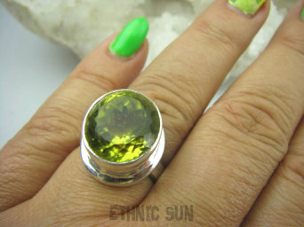 bpee3277 ŻÓŁCIUTKI LŚNIĄCY KLEJNOT !!! Piękny Pierścień Żółty CYTRYN LEMON  - OKAZ NAJWYŻSZA JAKOŚĆ KAMIENIA Cytryn - kamień antycukrzycowy r.17 Srebro 925 #