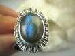 bpe6741 OKSYDOWANY MELONIK !!!  Duży i Piękny OKAZ Pierścień Labradoryt Spektrolit - kamień Zorzy Polarnej r.15 Srebro 925 # - 2