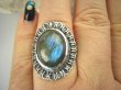 bpe6741 OKSYDOWANY MELONIK !!!  Duży i Piękny OKAZ Pierścień Labradoryt Spektrolit - kamień Zorzy Polarnej r.15 Srebro 925 # - 4
